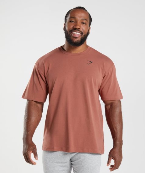 Men's Gymshark Essential Oversized T-Shirts Rose | NZ 1XECZS